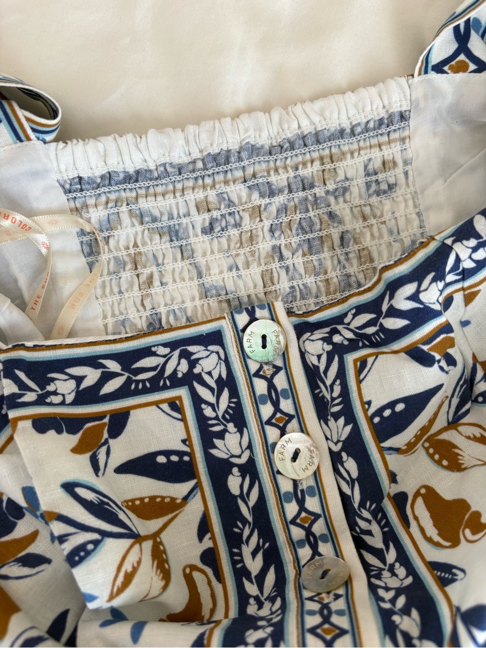 NWOT Farm Rio Off-White Ana Tapestry Lenzing™ Ecovero™ Euroflax™ Romper S - Picture 8 of 16